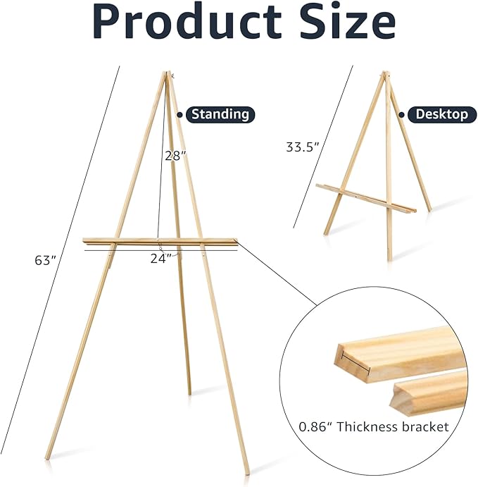 NianFeng Wooden Easel Stand for Sign, Easel Display Stand Floor for Wedding Sign - Image 6