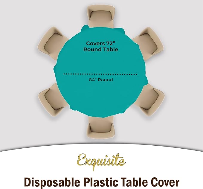 12-Pack Premium Plastic Tablecloth 84in. Round Table Cover - Image 4