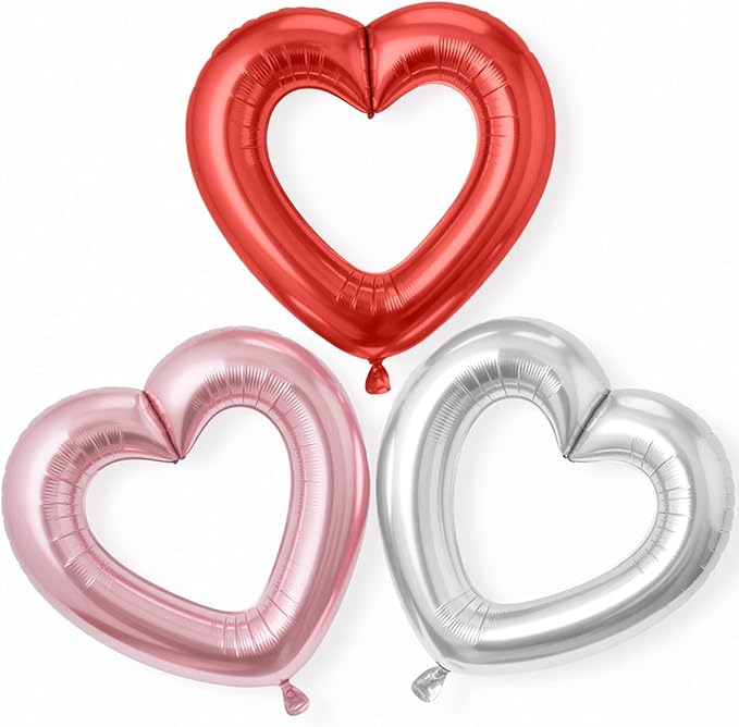 Pink Red Silver Heart Balloons by vibzox