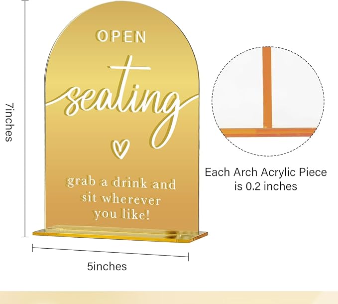 Acrylic Wedding Sign, Bridal Shower Decorations, Open Seating Sign - Image 2
