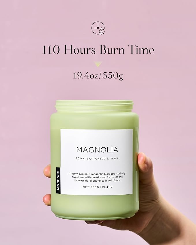 M&SENSE Magnolia Jasmine Romantic Scented Candle, 19.4oz 110 Hours Long Lasting - Image 3