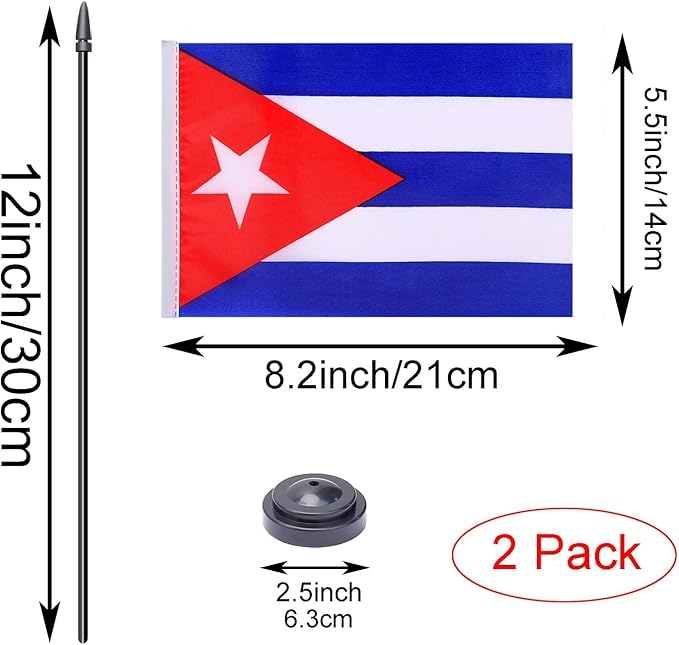 WXTWK 2 Pack Cuba Flag Cuba Deluxe Desk Flag Set - Image 2