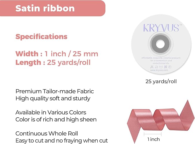 Rose Gold Satin Ribbon 1 inch X Continuous 25 Yards, Single Face Polyester - Image 3