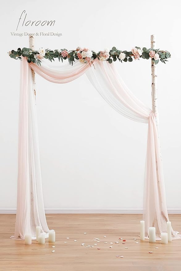 Floroom Wedding Arch Draping Fabric 2 Panels 20Ft Chiffon Fabric Drapes Arbor - Image 3