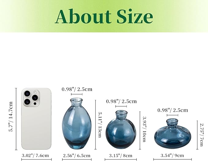 Hewory Glass Bud Vases for Centerpieces: Set of 12 Cute Blue Small Vases - Image 5