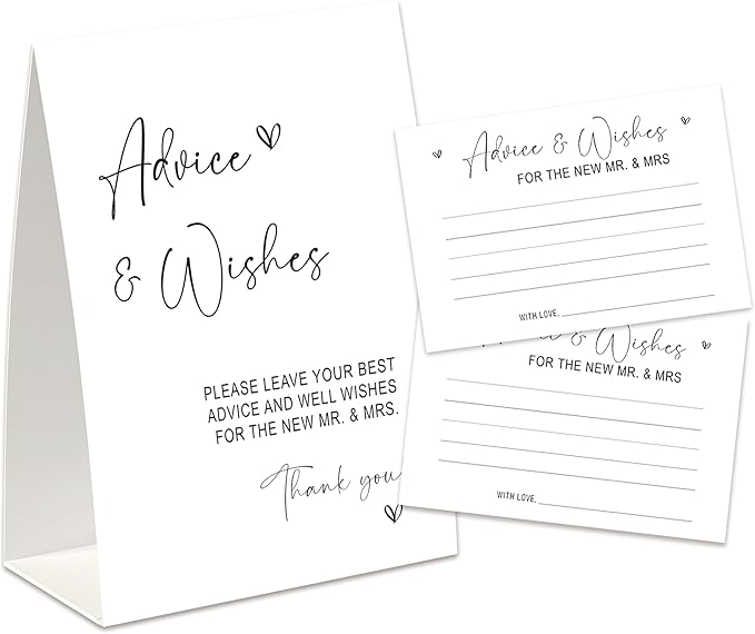 Advice and Wishes for The Mr and Mrs, Advice Cards for Bride and Groom 30 Pcs by Xenseou