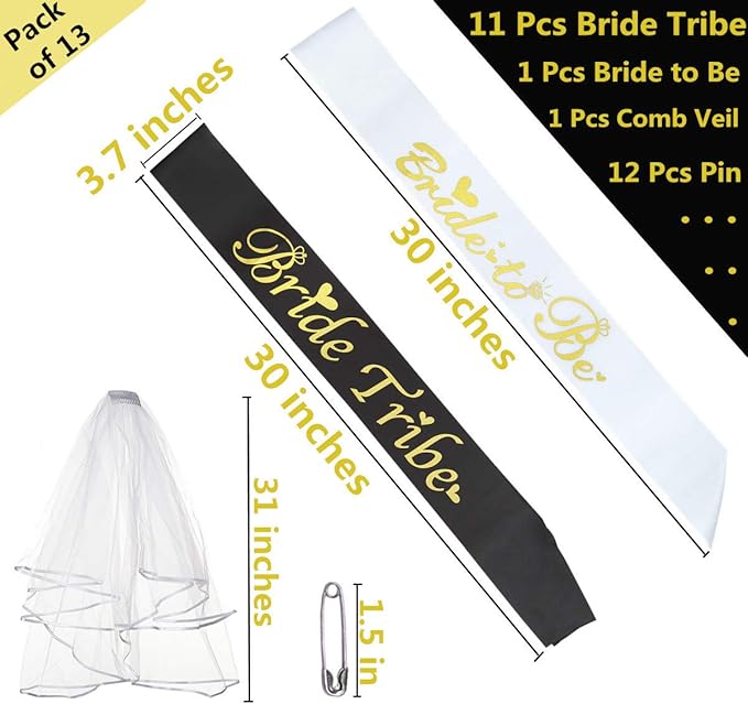Bride Tribe Bridesmaids Sashes Sets Bachelorette Party Decorations Supplies - Image 2