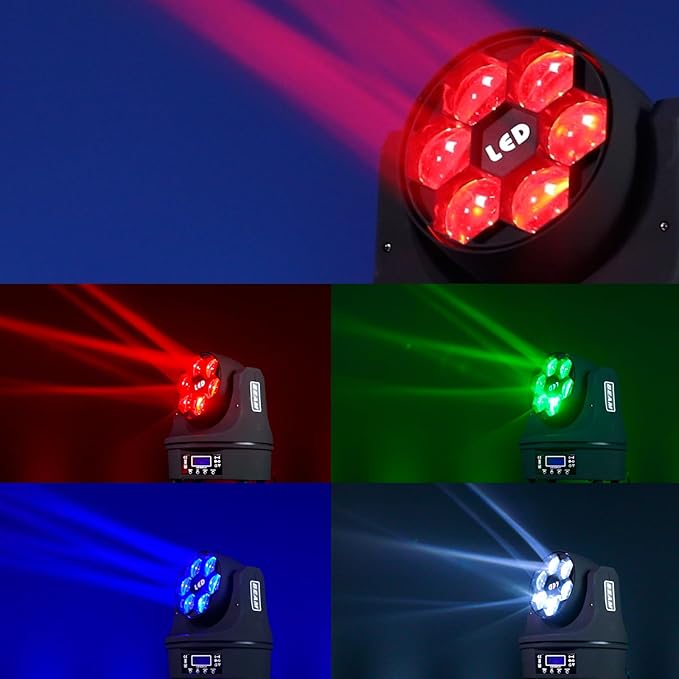 6x15W Mini Bee Eye Moving Head DJ Light, 90W LED RGBW Stage Light Rotate Beam - Image 9