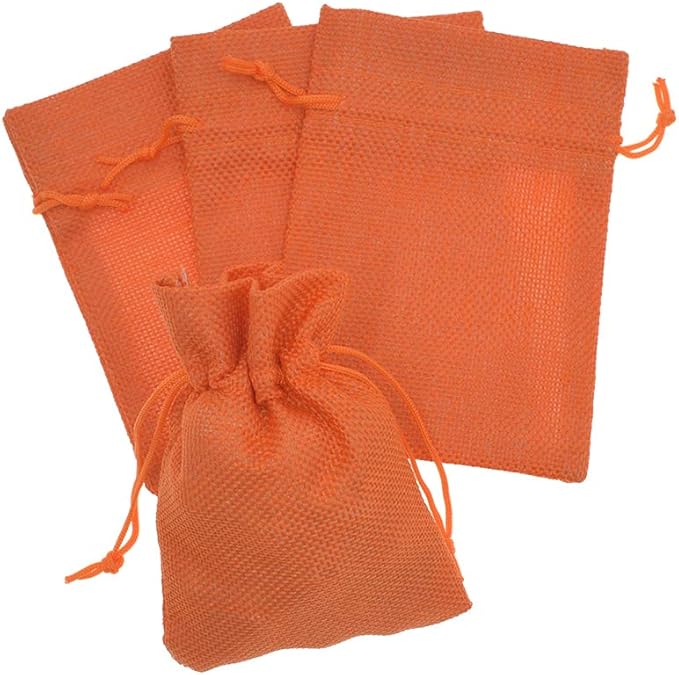 20Pcs Orange Burlap Gift Bags - Image 3