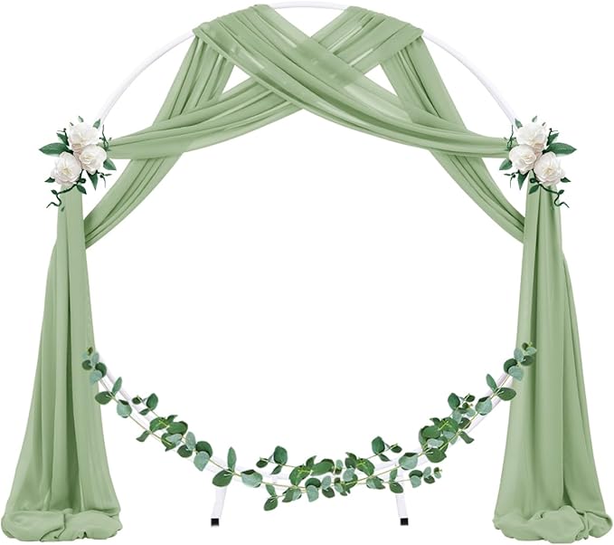 Socomi Wedding Arch Draping Fabric 1 Panel 29" x 19Ft Sage Green Sheer Chiffon - Image 2