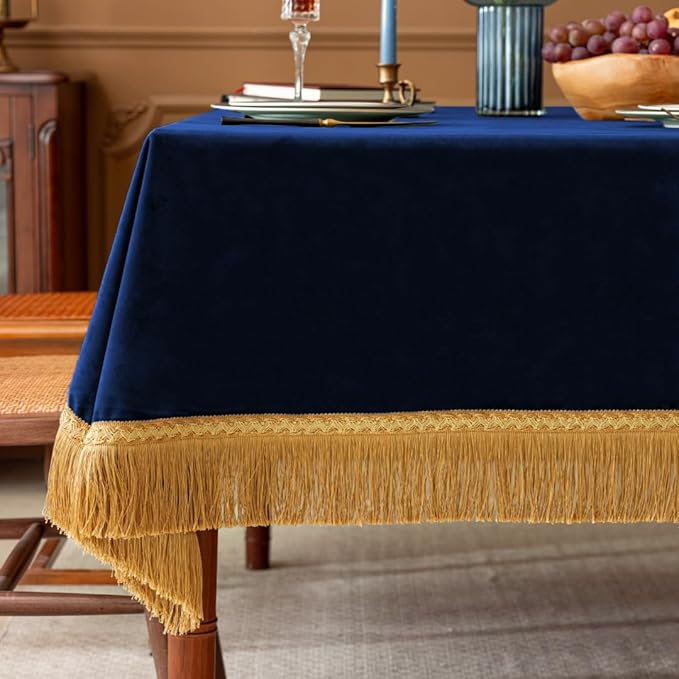 F-CHU Blue Tablecloth Thickset Velvet Tablecloth by F-CHU