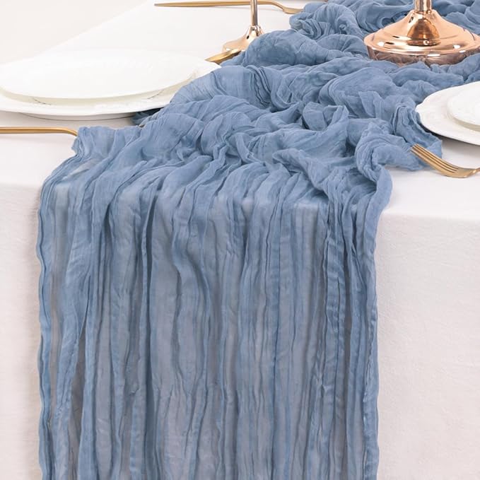 Dusty Blue Table Runner Cheesecloth Table Runner 14FT Farmhouse Table Runners - Image 5