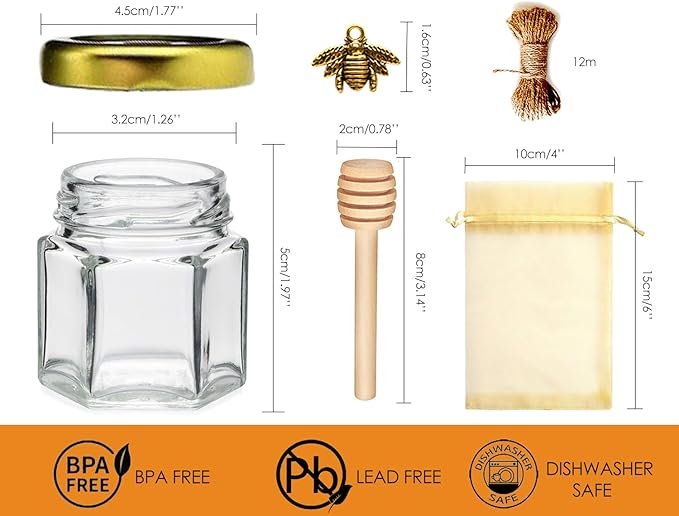 Adabocute 20 Pack Mini Honey Jars - Image 2
