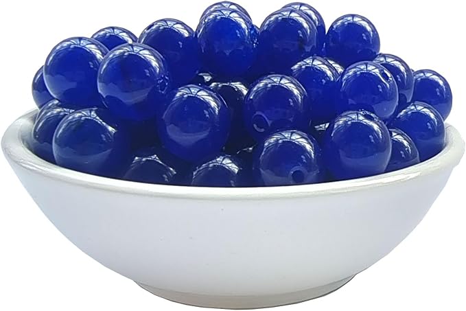 Stone Beads 10mm 60pcs Dark Blue Chalcedony Beads Round Loose Gemstones Beads by ABOKOY