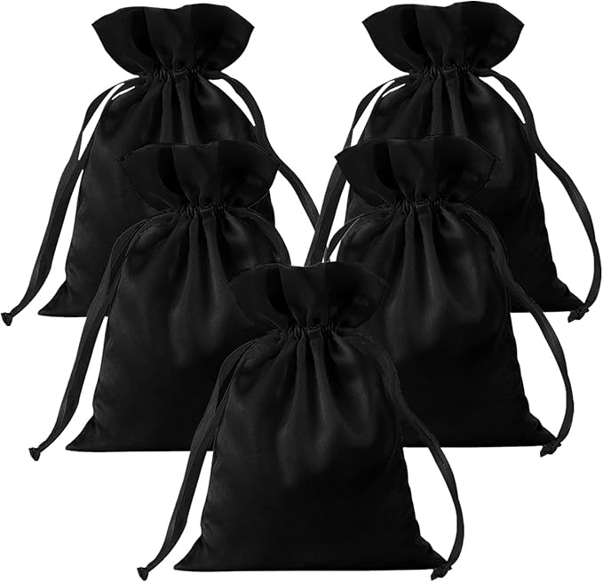 35pcs Black Satin Bags with Drawstring, 5x7 Inches Drawstring Gift Bags by Gbateri