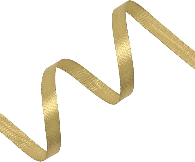 Light Gold Satin Ribbon 1/4 inch X Continuous 25 Yards, Single Face Polyester - Image 2