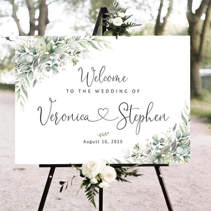 Greenery Wedding Welcome Sign, Eucalyptus Wedding Sign, Botanical Welcome - Image 2