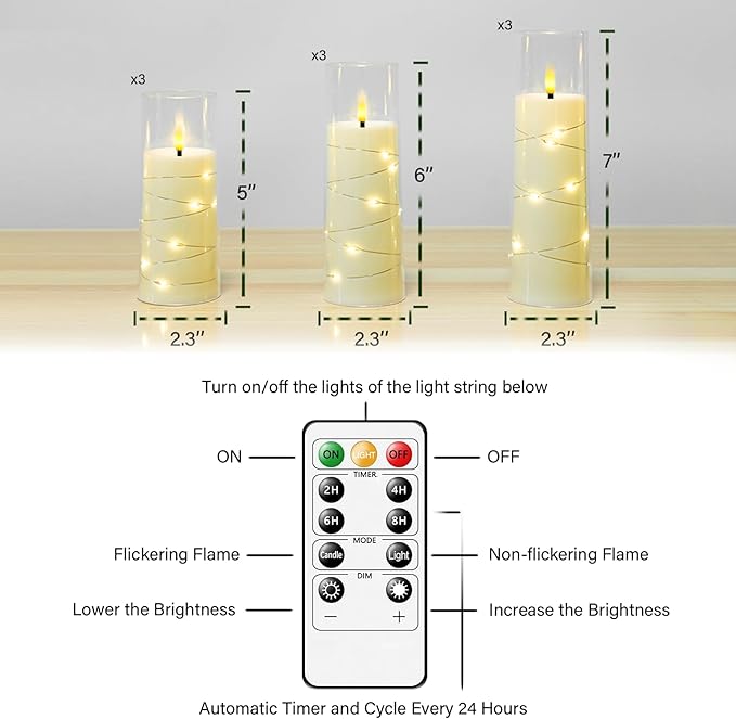 Flameless LED Candles with Timer 9 Pc Flickering Flameless Candles - Image 5