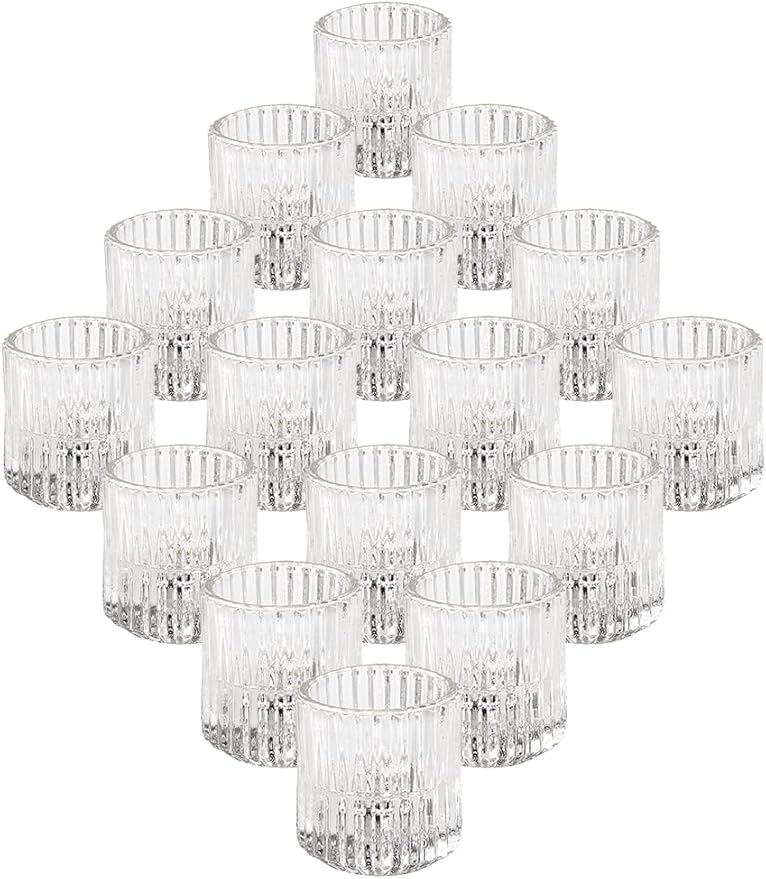 Serene Spaces Living Short Clear Ribbed Glass Votive Holder, Decorative by SereneSpacesLiving