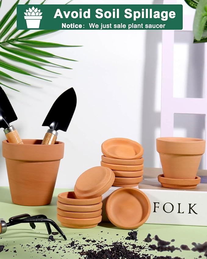 vensovo 2 Inch Terracotta Plant Saucer Pots Tray - Image 3