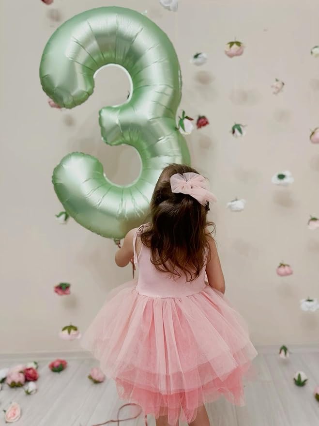 40 Inch Sage Green 3 Large Number Balloon, 3 13 23 30 33 36 Oliver Green - Image 4