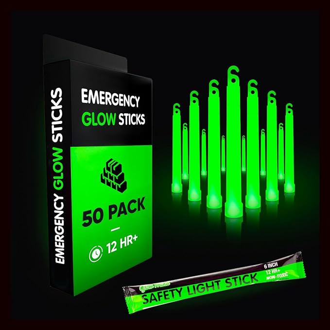 Emergency Glow Sticks with 12 Hours Duration, Individually Wrapped Industrial by GlowMind