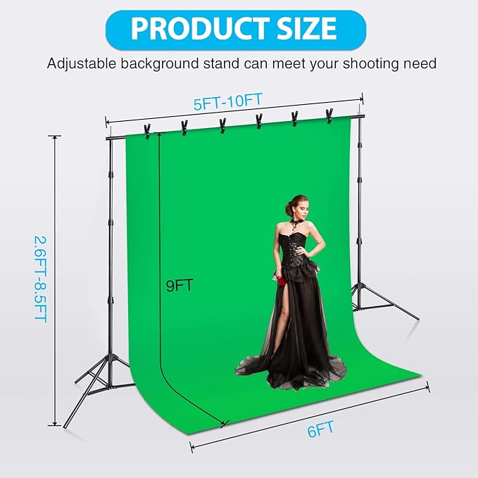 Yesker Photography Lighting Kit 8.5x10ft backdrop Support Equipment System - Image 2