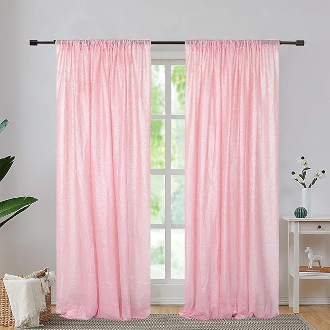 Eternal Beauty Pink Sequin Backdrop Curtains, Valentine's Day Shimmer Back Drop - Image 5