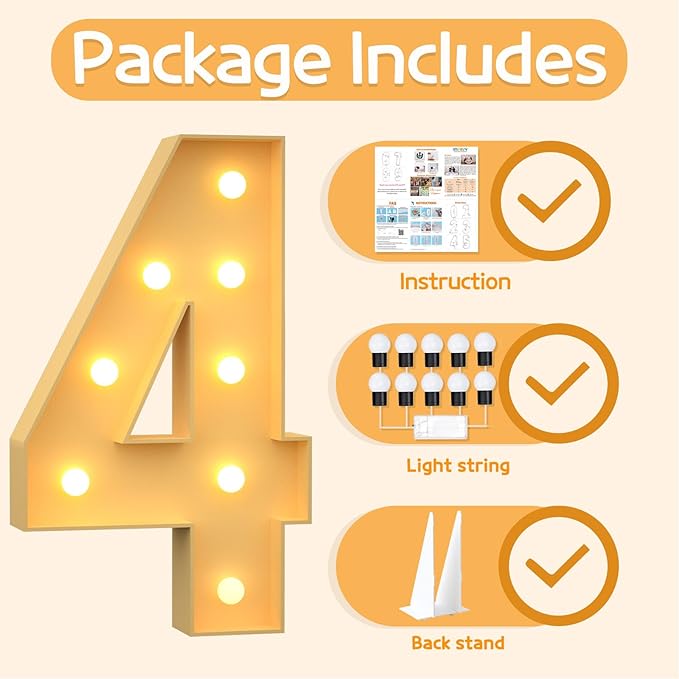 Marquee Numbers 3 Feet Tall Large Light Up Numbers 4th 14th 24th Four Ever - Image 5