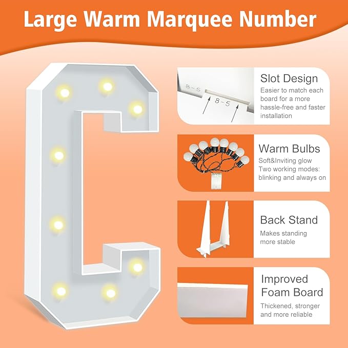 3FT Light Up Letters C, 36 inch Tall Marquee Letters, DIY Marquee Light Up - Image 3