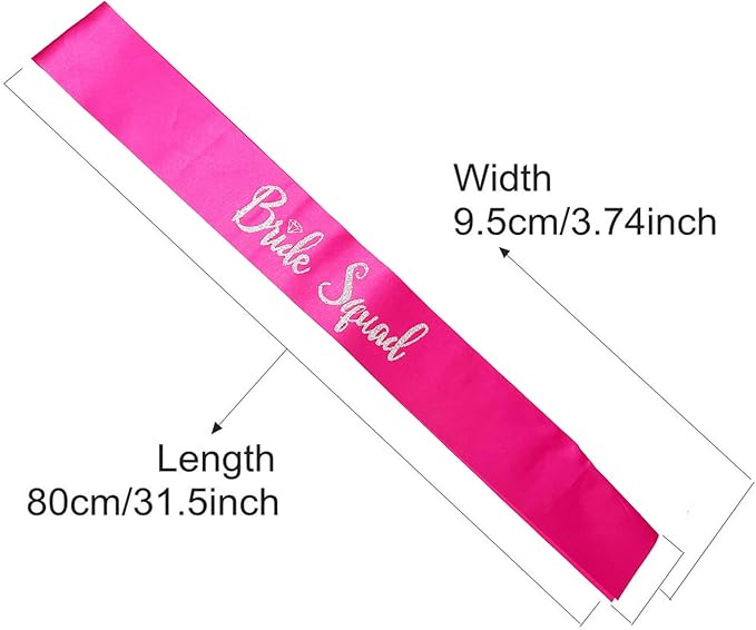 Bride Squad Sashes, 6 Pack Silver Glitter Bachelorette Party Sash - Image 3