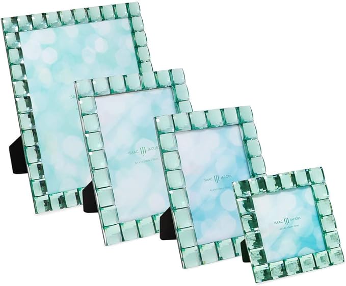 Isaac Jacobs Decorative Sparkling Light Green Jewel Picture Frame, Photo - Image 4
