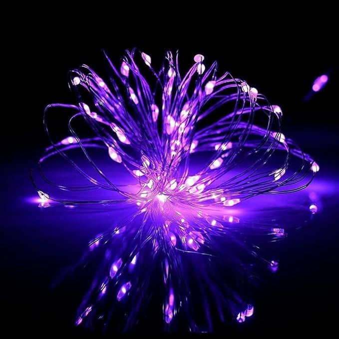 ANJAYLIA 2 Pack 16Ft 50 LED Purple Fairy Lights Battery Operated String Lights - Image 3