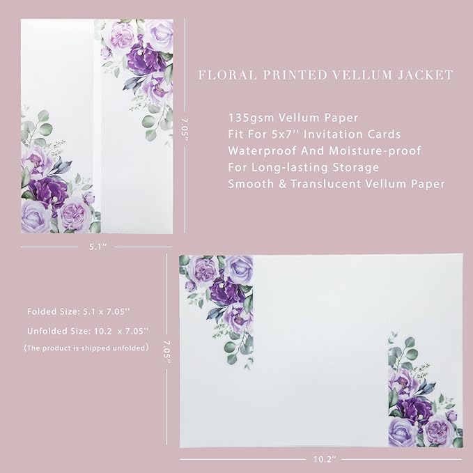 PONATIA 50 PCS Purple Vellum Jackets - Image 4