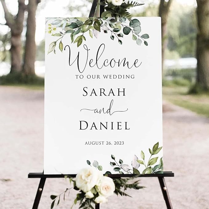 Greenery Wedding Welcome Sign, Eucalyptus Wedding Sign, Botanical Welcome - Image 2