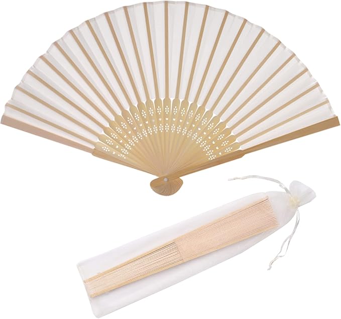 24pcs Imitated Silk Hand Fan Imitated Silk Fabric Bamboo Handheld Folded Fan by SLcrafts