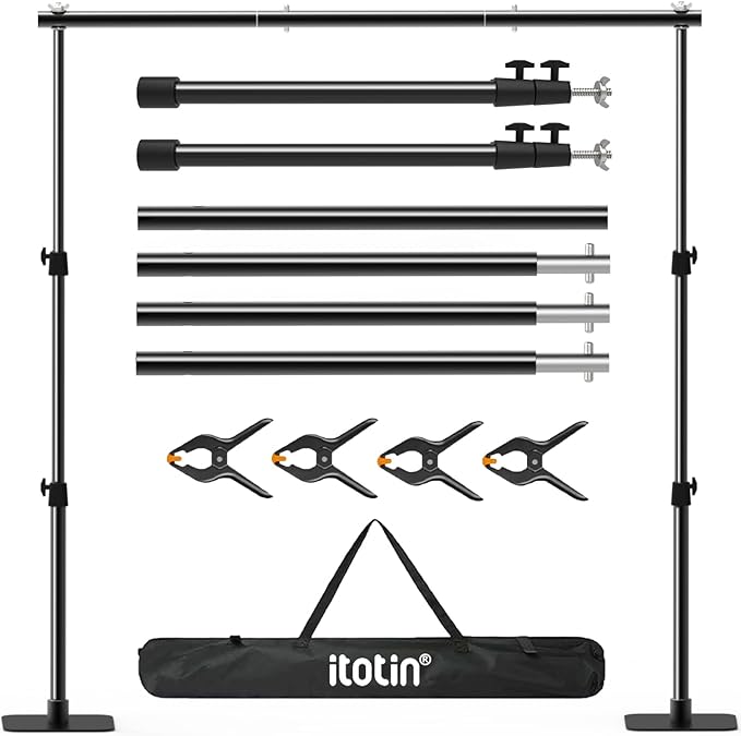 Pipe and Drape Backdrop Stand Kit, 6.5ft x 10ft Adjustable Photo Background by ITOTIN