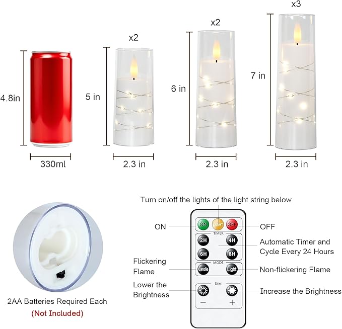 Raycare Flameless Candle with Remote Timer, 7 Flickering Acrylic Battery - Image 7