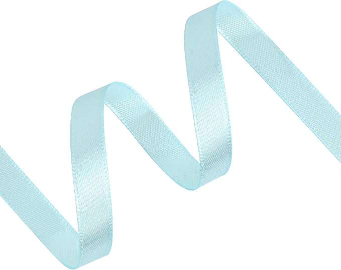 Light Blue Satin Ribbon 3/8 inch X Continuous 25 Yards, Single Face Polyester - Image 2