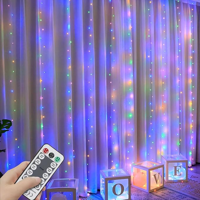 YEOLEH Curtain String Lights, Waterproof Copper Wire Curtain Lights - Image 4