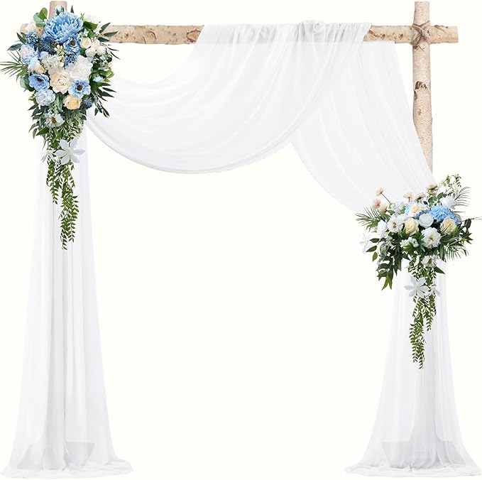 VOK White Wedding Arch Draping Fabric Chiffon Fabric, 29in x 18Ft Sheer Chiffon by VOK