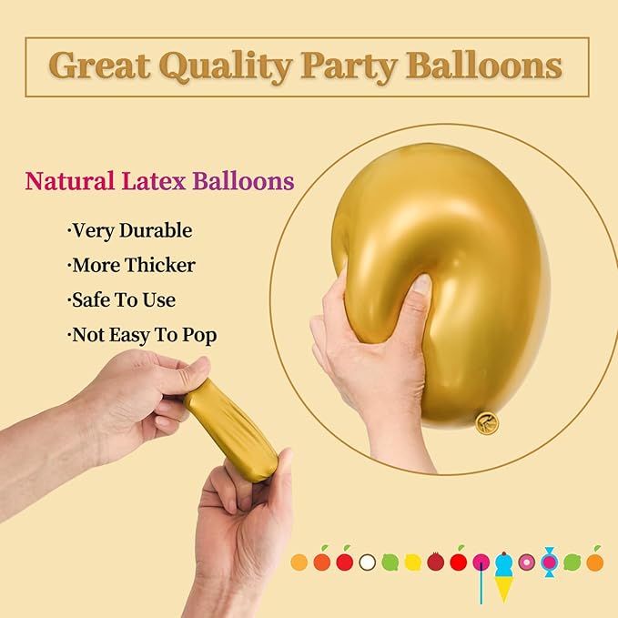 110pcs Metallic Gold Balloons, Metallic Gold Latex Balloons 12 inch - Image 4