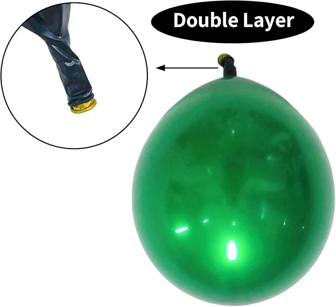 Chrome Green Balloons 12 Inch, Double Stuffed Metallic Dark Green Balloons - Image 3