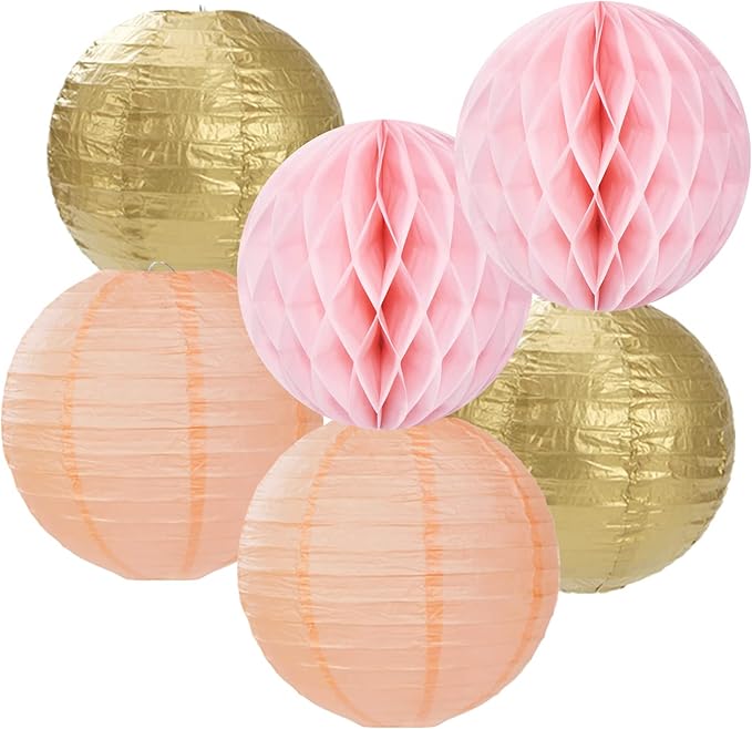 Pink Peach Gold Party Decorations - Image 6