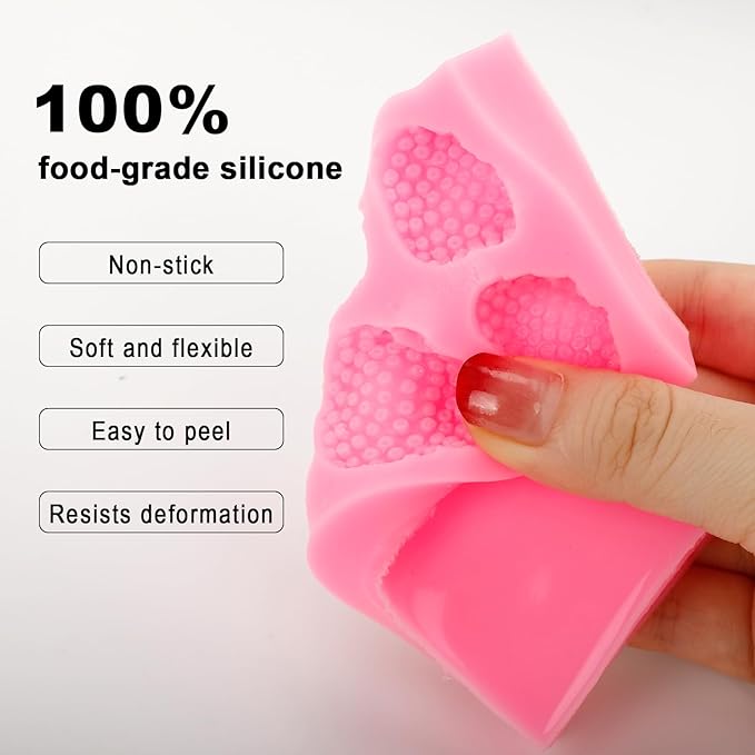 5PCS Strawberry Silicone Molds, 3D Chocolate Fondant Fruit Mold Set - Image 3