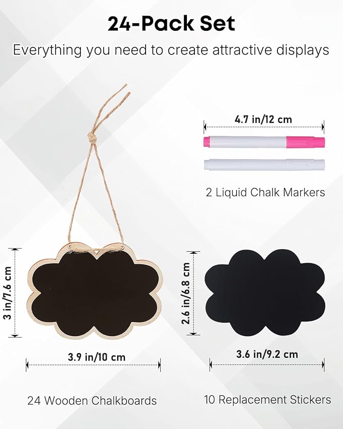 Uniclife 24 Pack Mini Chalkboard Signs - Image 2