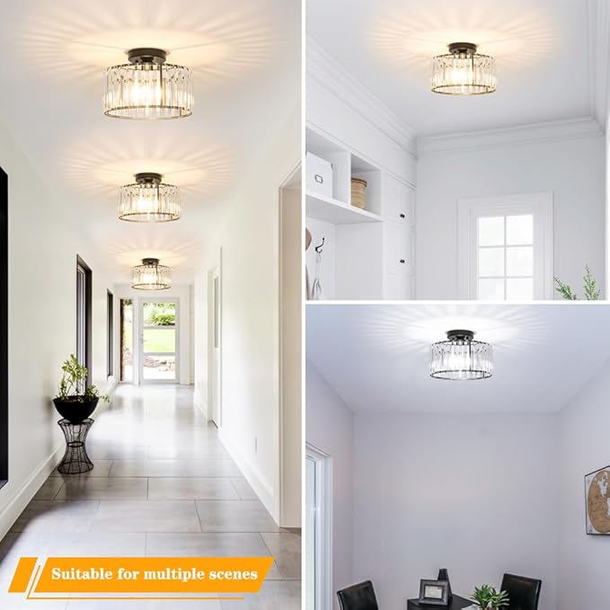 Crystal Ceiling Light Fixture, Modern Semi Flush Mount Ceiling Light, Crystal - Image 4