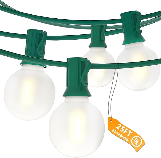 SUNSGNE 25Ft Globe Christmas Lights Outdoor, G40 LED Round Christmas Lights by SUNSGNE