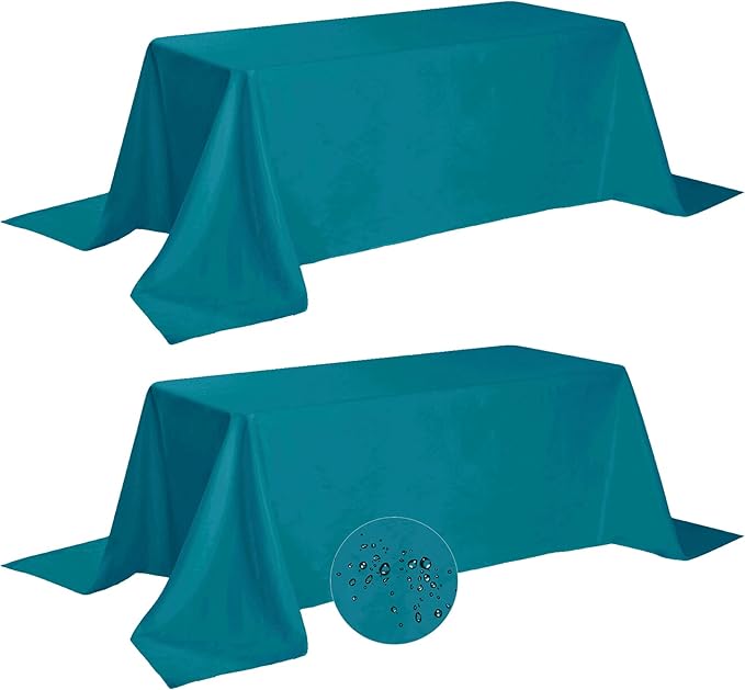 Fokitut 2 Pack Waterproof Rectangle Tablecloth, 90x132 Inch, Stain Resistant by BalsaCircle