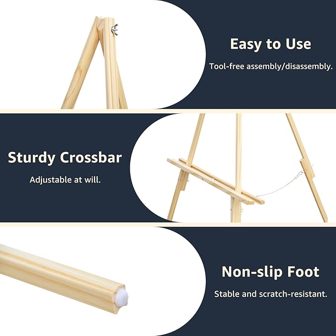Wooden Easels for Display, Wood Easels for Wedding Signs, Stand Tripod - Image 2